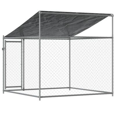 vidaXL Dog Cage with Roof and Door Grey 2x2x2 m Galvanised Steel