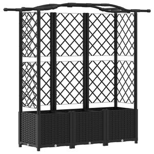 vidaXL Raised Bed with Trellis and Roof Black 163 x 40 x 141 cm PP