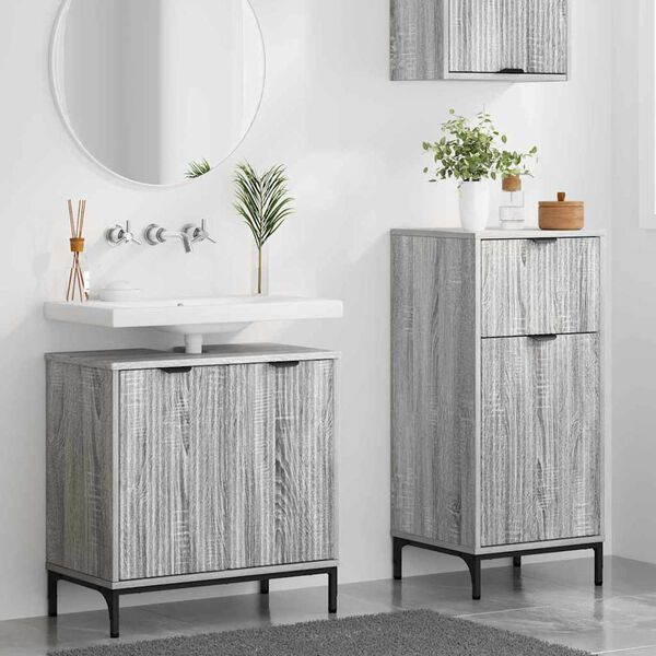 vidaXL Bathroom Furniture Set with Drawer with Shelf 2 pcs Grey Sonoma