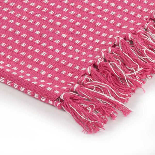 vidaXL Throw Cotton Squares 125x150 cm Pink