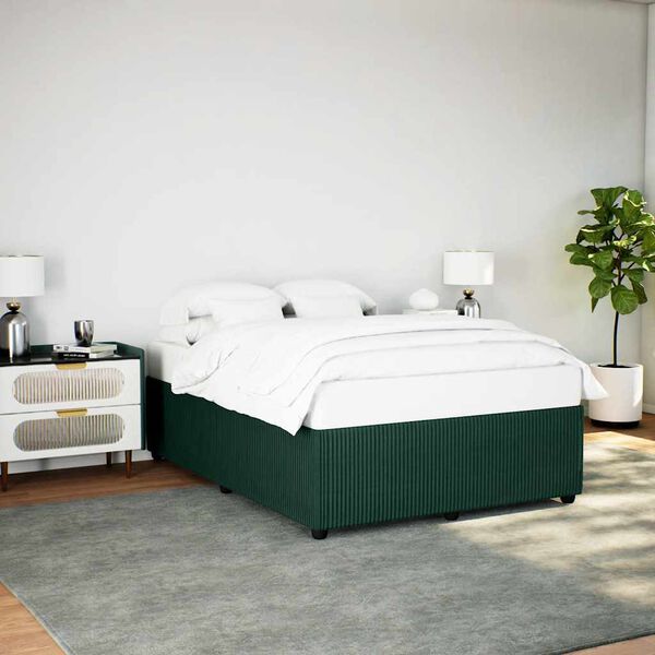 vidaXL Bed Frame without Mattress Dark Green 140x190 cm Velvet