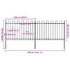 vidaXL Garden Fence with Hoop Top Steel 359x120 cm Black
