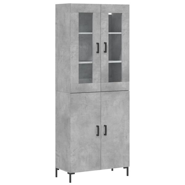 vidaXL Highboard Concrete Grey 69.5x34x180 cm Engineered Wood