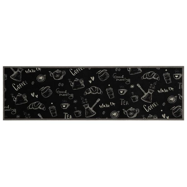 vidaXL Kitchen Rug Washable Morning Black 45x150 cm Velvet
