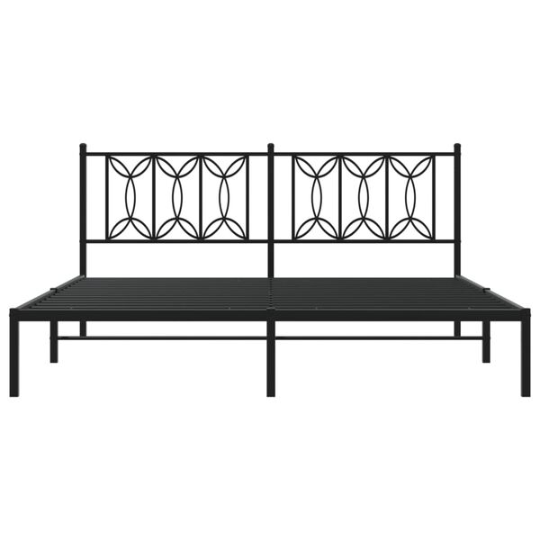 vidaXL Metal Bed Frame without Mattress with Headboard Black 180x200cm