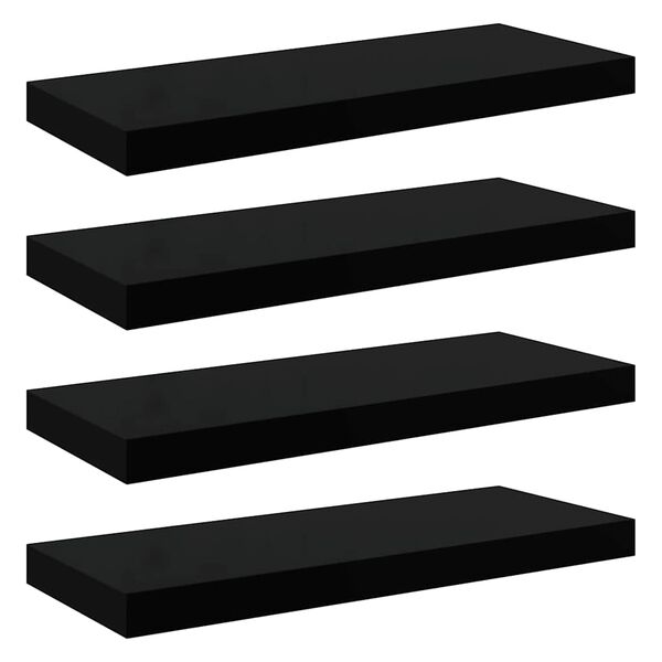 vidaXL Floating Wall Shelves 4 pcs High Gloss Black 60x23.5x3.8 cm MDF