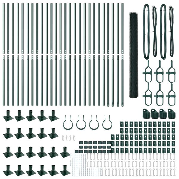 vidaXL Fence with Posts Green 1.6 x 50 m PVC-coated steel