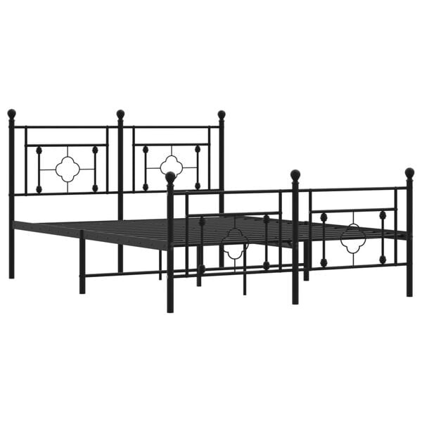vidaXL Metal Bed Frame without Mattress with Footboard Black 140x200cm