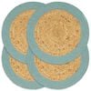 vidaXL Placemats 4 pcs Natural and Green 38 cm Jute and Cotton