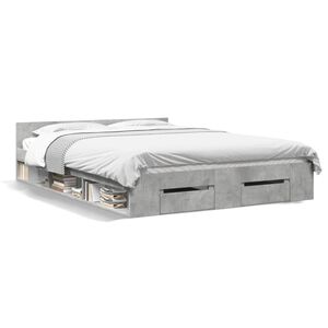 vidaXL Bed Frame with Drawers without Mattress Concrete Grey 140x200 cm
