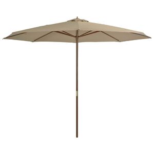 vidaXL Garden Parasol with Wooden Pole 350 cm Taupe
