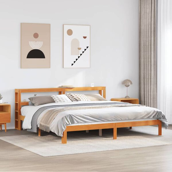 vidaXL Bed Frame without Mattress Wax Brown 180x200 cm Super King Solid Wood Pine