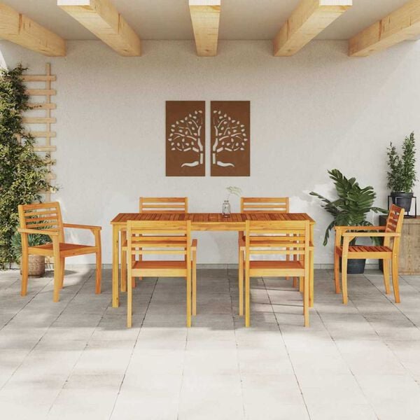 vidaXL Garden Dining Set 7 pcs Brown Solid Acacia Wood
