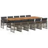 vidaXL 11 Piece Garden Dining Set with Cushions Grey Poly Rattan