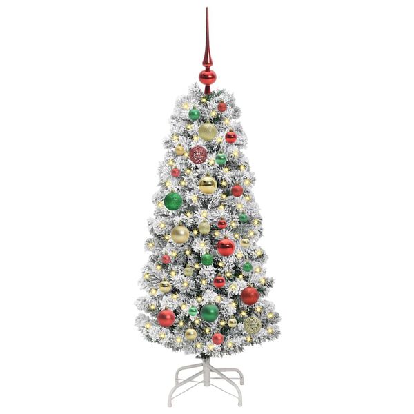 vidaXL Artificial Hinged Christmas Tree Green and White 120 cm