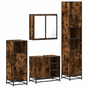 vidaXL 4&nbsp;Piece Bathroom Furniture Set&nbsp;Smoked Oak Engineered Wood