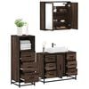 vidaXL 3 Piece Bathroom Furniture Set Brown Oak Engineered Wood