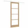 vidaXL Sliding Door Natural 83 x 211 cm Solid Pine Wood and Glass