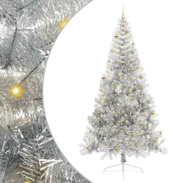 vidaXL Artificial Pre-lit Christmas Tree Silver 240 cm PET
