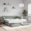 vidaXL Daybed with Trundle and Drawers Light Grey 90x190 cm Velvet
