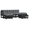 vidaXL 6 Piece Garden Lounge Set with Cushions Black Solid Wood