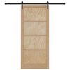 vidaXL Sliding Door Natural and Black 93 x 211 cm Solid Pine Wood