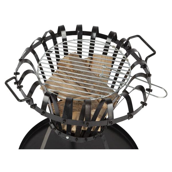 Practo Garden Fire Pit with BBQ Grill Black