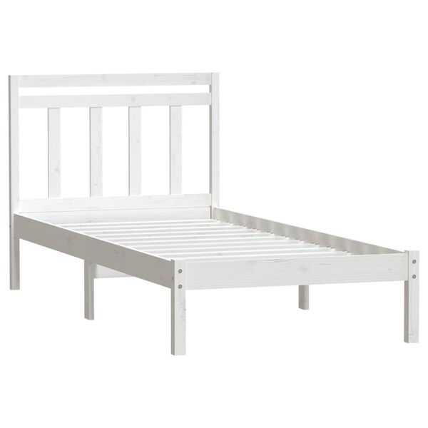 vidaXL Bed Frame without Mattress White Solid Wood 90x200 cm (810003+814075)