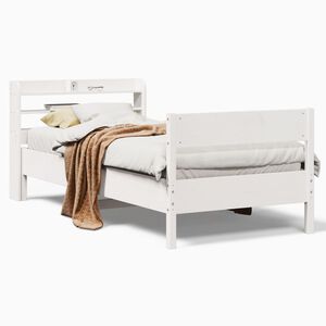 vidaXL Bed Frame without Mattress White 100x200 cm Solid Wood Pine