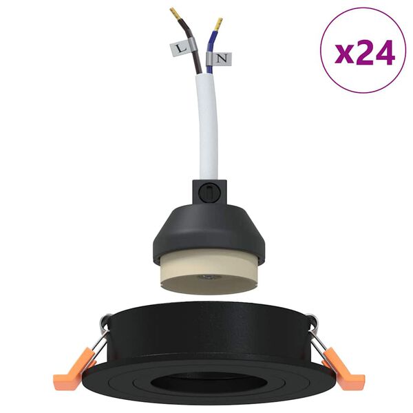 vidaXL Spotlight 24 pcs Black 9 x 9 x 2 cm Aluminium