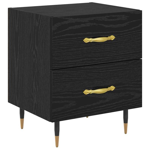 vidaXL Bedside Cabinet Black Oak 40 x 35 x 47.5 cm Engineered Wood