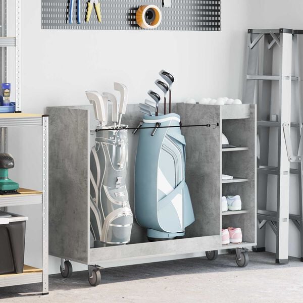 vidaXL Golf Cabinet with Wheel Plain Concrete Grey 120 x 45 x 98 cm