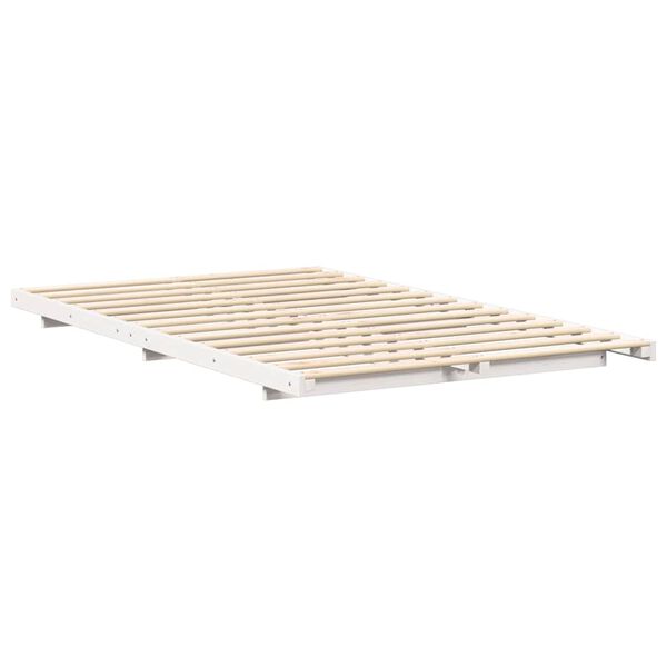 vidaXL Floor Bed Frame White 140 x 190 cm Solid pine wood