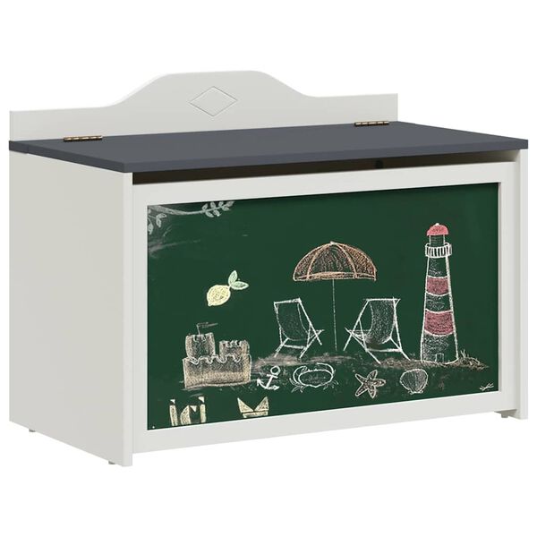vidaXL Box with Storage and Chalkboard Front ROROS Grey and White