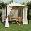 vidaXL Gazebo with Mesh Walls Cream 2.93x2.93 m Steel