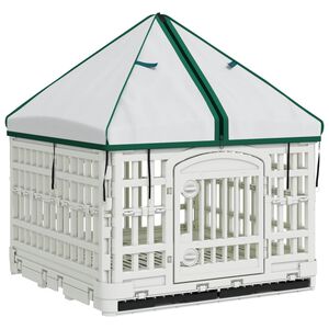 vidaXL 4 Panel Dog Playpen with Roof 122 x 106.5 x 82 cm Plastic White