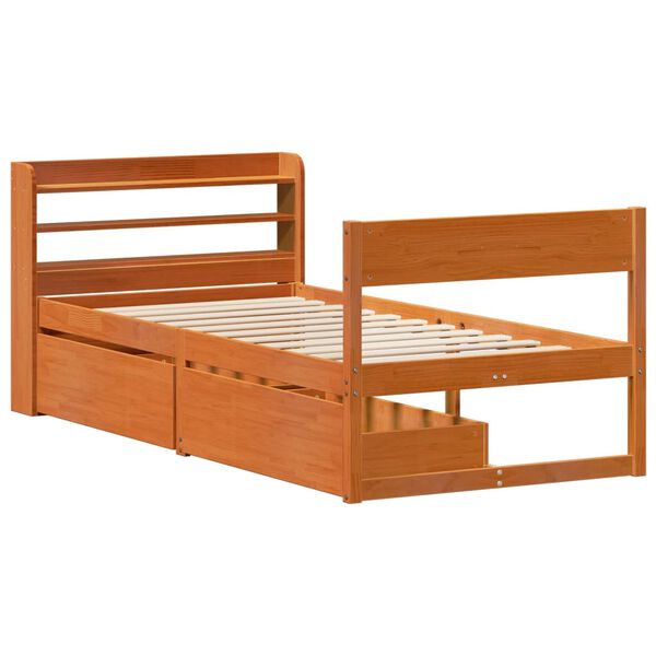 vidaXL Bed Frame without Mattress Wax Brown 90x190 cm Single Solid Wood Pine