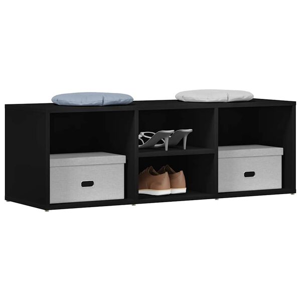 vidaXL Shoe Storage Bench Black 105x35x35 cm Engineered Wood