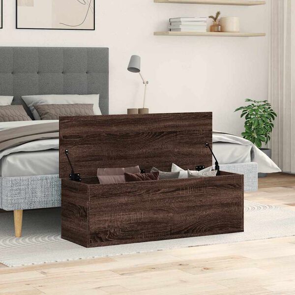 vidaXL Storage Box Brown Oak 102x35x35 cm Engineered Wood