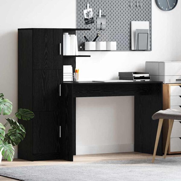 vidaXL Desk 2 pcs Black Oak
