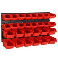 vidaXL 30 Piece Workshop Shelf Set Red and Black 77x39cm Polypropylene