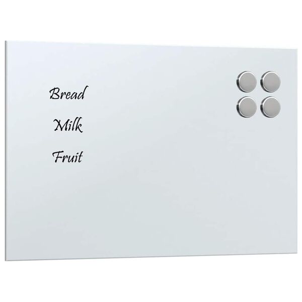 vidaXL Wall-mounted Magnetic Board White 30x20 cm Tempered Glass