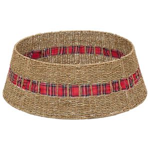 vidaXL Christmas Tree Collar Round Natural Dia. 75 x 25 cm Seagrass