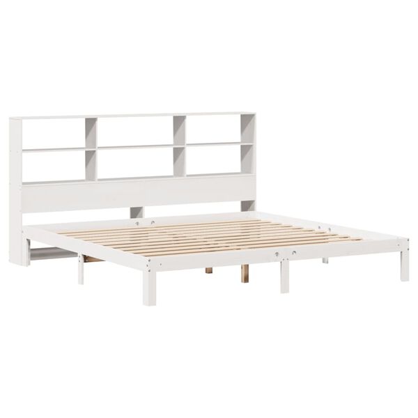 vidaXL Bookcase Bed without Mattress White 180x200 cm Super King Solid Wood Pine