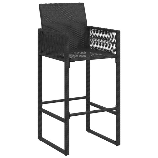 vidaXL Garden Bar Stools 2 pcs Black Poly Rattan