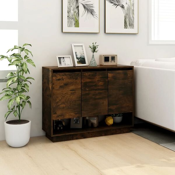 vidaXL Sideboard Smoked Oak 97x31x75 cm Engineered Wood