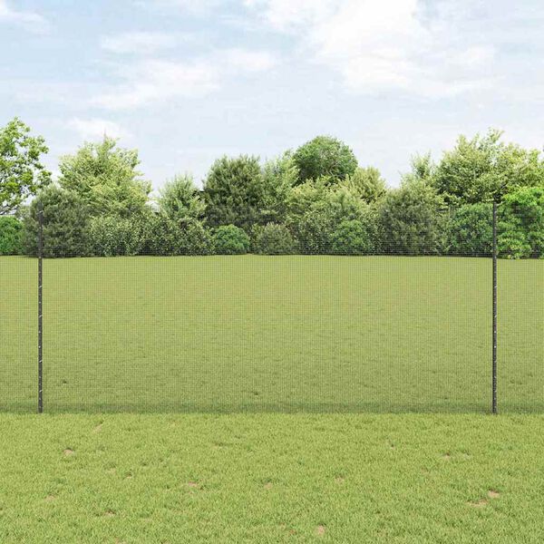 vidaXL Fence with Post Grey 1.4 x 50 m Steel and PVC