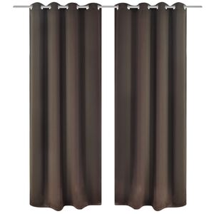 2 pcs Brown Blackout Curtains with Metal Rings 135 x 245 cm