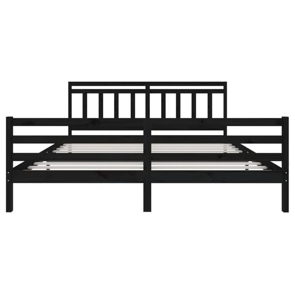 vidaXL Bed Frame without Mattress Black Solid Wood 200x200 cm (810454+814118)