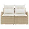 vidaXL Garden Sofa Beige 124 x 62 x 69cm Poly Rattan